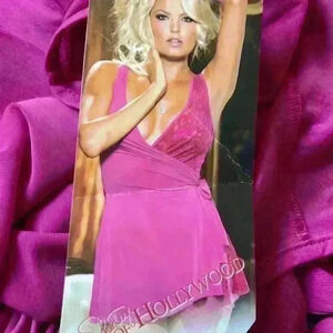 Shirley of Hollywood NWT 25416 Chiffon & Lace Sleeveless Robe With G Str…